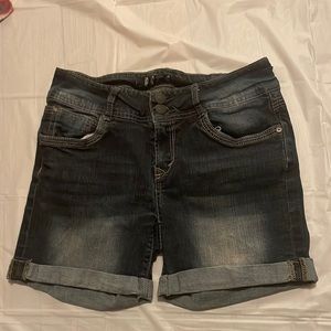 Wallflower jean shorts dark blue wash